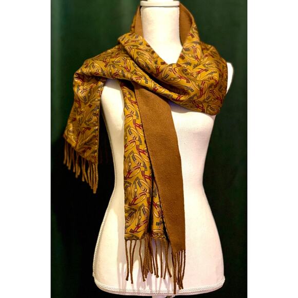 Salvatore Ferragamo Scarf Silk Cashmere Brown Pattern with